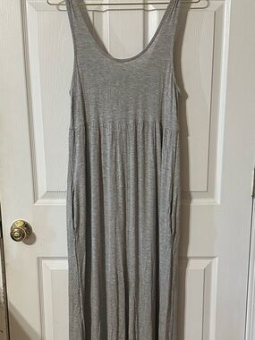 mts Gray Scoop Neck Maxi Dress